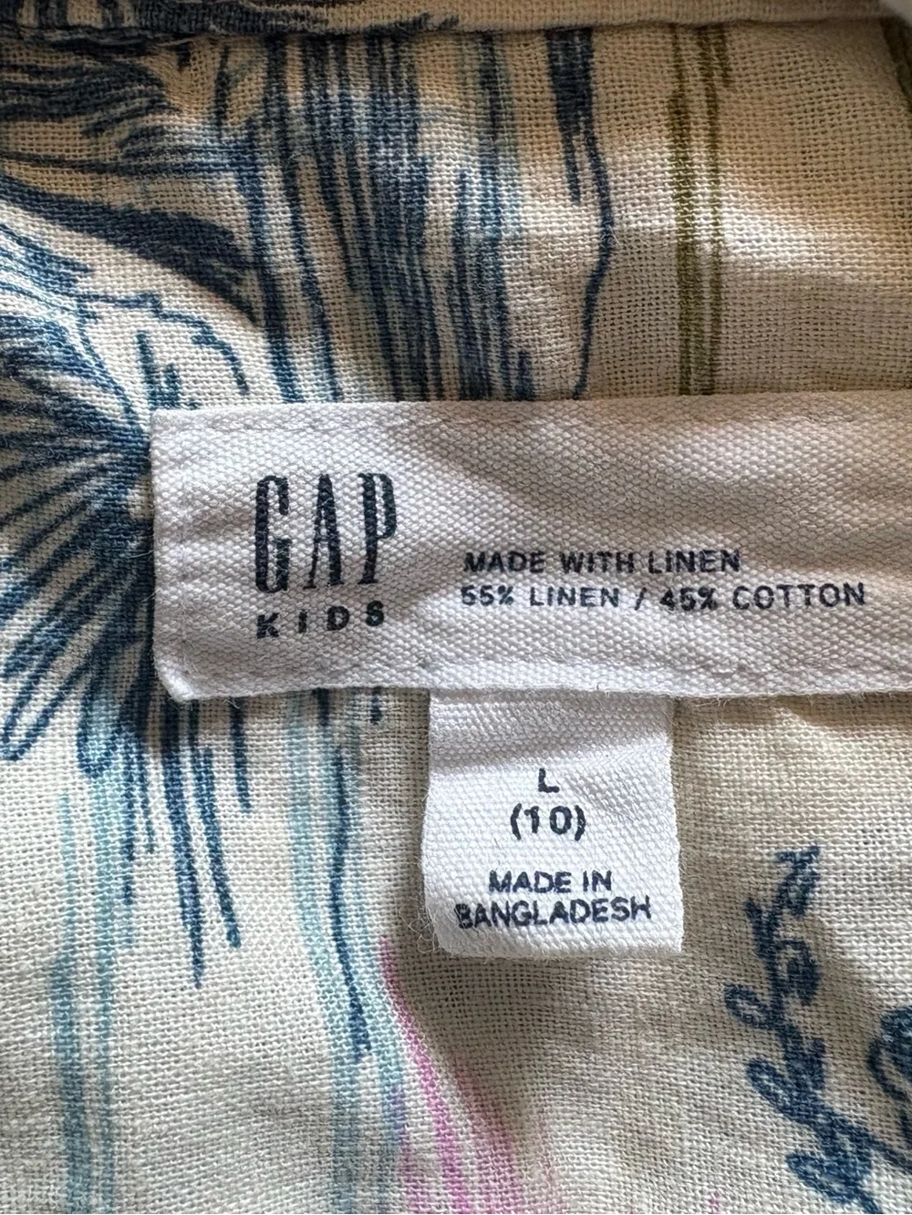 GAP Boy’s Cream Tropical Print Short-Sleeve Shirt